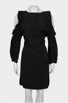 Black dress with off-the-shoulder cutouts