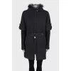 Cashmere coat with removable fur