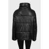 Black eco-leather down jacket