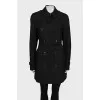 Black double-breasted trench coat