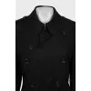 Black double-breasted trench coat
