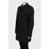 Black double-breasted trench coat