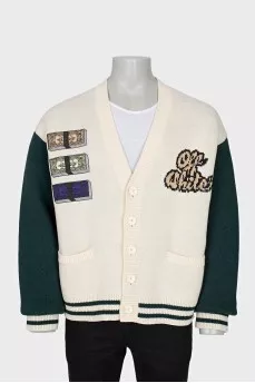 Men's cardigan with embroidery and crystals