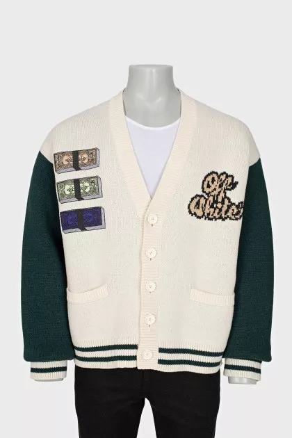Men's cardigan with embroidery and crystals