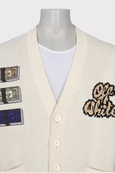 Men's cardigan with embroidery and crystals