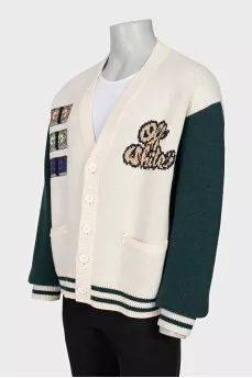 Men's cardigan with embroidery and crystals