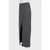 Straight-cut wool maxi skirt
