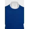Blue jumper with patches on the sleeves