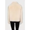 Short fur coat with a zipper