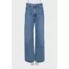 High-waisted blue jeans