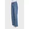 High-waisted blue jeans