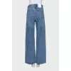 High-waisted blue jeans