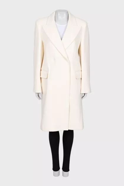 White straight coat with buttons