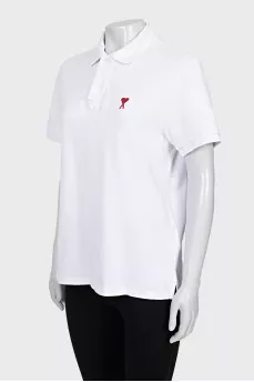 Straight polo shirt with branded patch