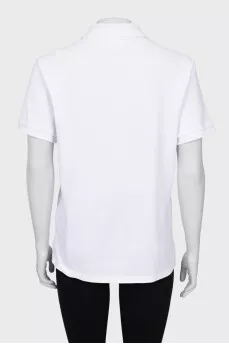 Straight polo shirt with branded patch