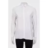Straight-cut silk button-down shirt