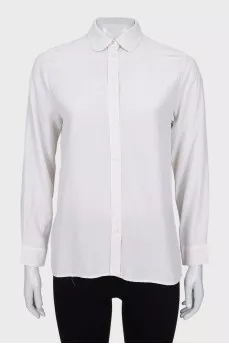 Straight-cut silk button-down shirt
