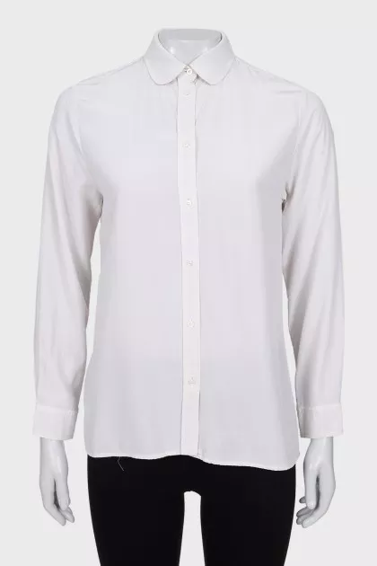 Straight-cut silk button-down shirt