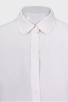 Straight-cut silk button-down shirt