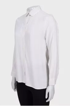 Straight-cut silk button-down shirt