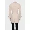 Beige double-breasted button-down trench coat