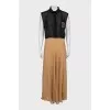 Silk dress with pleated hem
