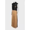 Silk dress with pleated hem