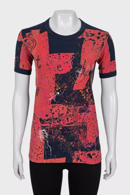 T-shirt with a combined print