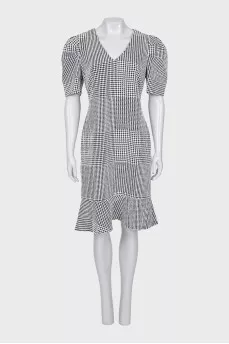 Black and white dress with puff sleeves