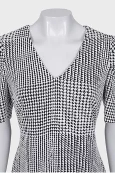Black and white dress with puff sleeves