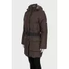 Brown down jacket with a detachable hood