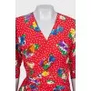 Silk dress with tie sleeves