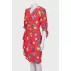 Silk dress with tie sleeves