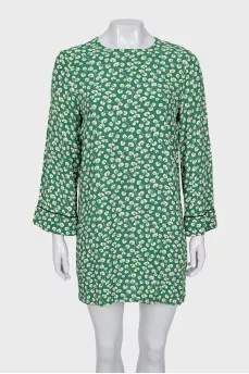 Green dress with floral print