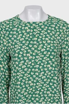 Green dress with floral print