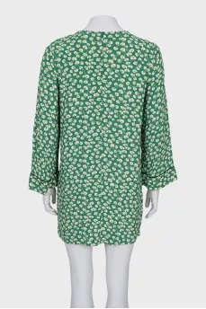 Green dress with floral print