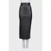Black faux leather maxi skirt