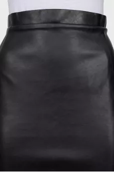 Black faux leather maxi skirt