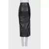 Black faux leather maxi skirt