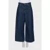 Wide-leg blue jeans