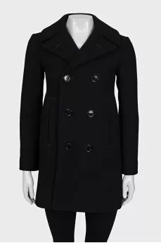 Black double-breasted coat