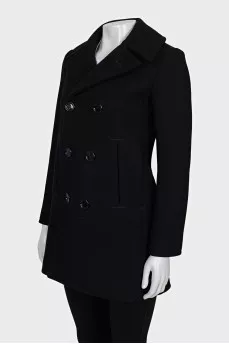 Black double-breasted coat