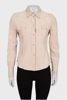 Suede shirt with buttons