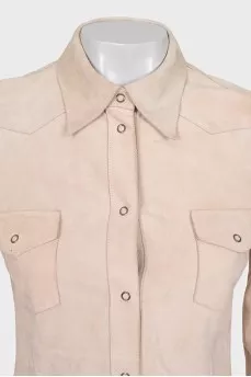 Suede shirt with buttons