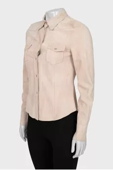 Suede shirt with buttons