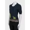 Black knitted t-shirt with print