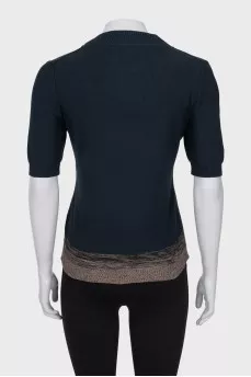 Black knitted t-shirt with print
