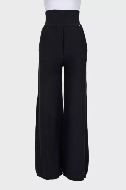 Black wool and cashmere trousers