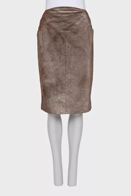 Suede pencil skirt