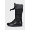 Insulated leather boots with laces